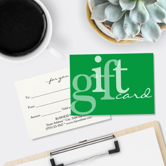 Typographie moderne Gras Carte Cadeau Blanc Vert