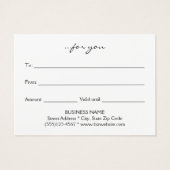 Typographie moderne Gras Carte Cadeau Bleu Profond (Dos)
