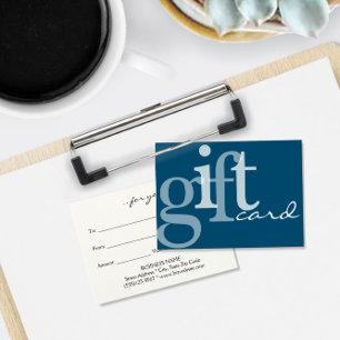Typographie moderne Gras Carte Cadeau Bleu Profond