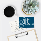 Typographie moderne Gras Carte Cadeau Bleu Profond