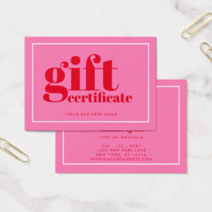 Typographie moderne Gras Certificat cadeau Hot Pin