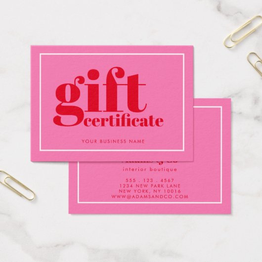 Typographie moderne Gras Certificat cadeau Hot Pin (Bureau)