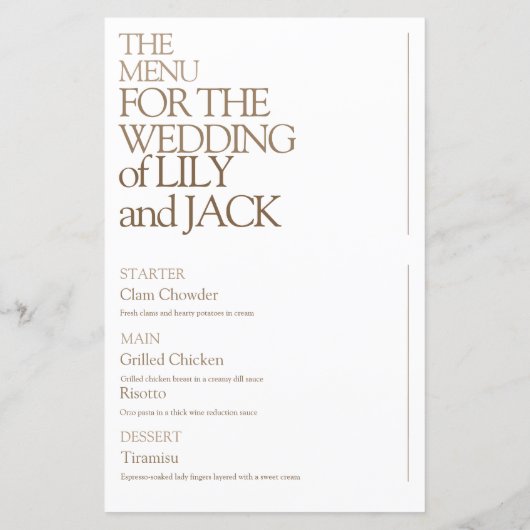 Typographie moderne Gras Enregistrer le menu Date (Dos)