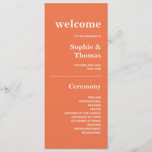 Typographie moderne Gras Programme de mariage Oran (Devant)