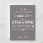 Typographie moderne gris Faire-part de mariage flo (Devant)