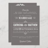 Typographie moderne gris Faire-part de mariage flo (Devant / Derrière)