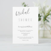 Typographie moderne grise invitations à la douche  (Debout devant)