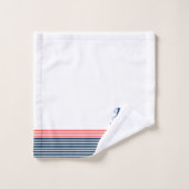 Typographie moderne Hers-Blue & Coral -red Stripe (Gant de toilette)