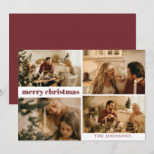 Typographie moderne Joyeux Noël Rouge Carte de vac (Devant / Derrière)