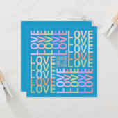 Typographie moderne "LOVE" sur carte bleue électri (Devant/Arrière en situation)