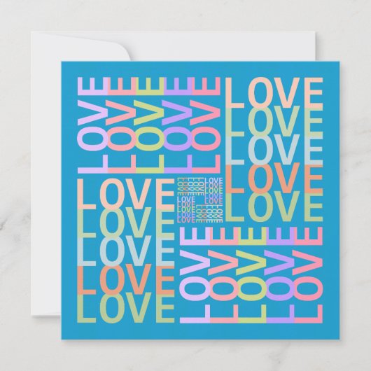 Typographie moderne "LOVE" sur carte bleue électri (Devant)