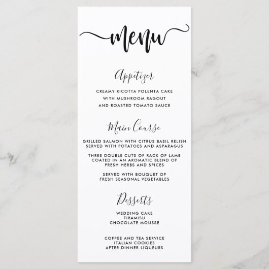 Typographie moderne Main Letting Menu Mariage (Devant)