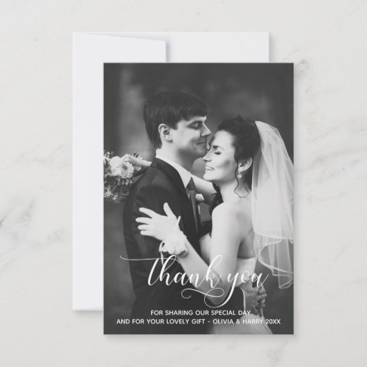 Typographie moderne Mariage Merci Carte photo (Devant)
