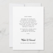 Typographie moderne mariage photo carte de remerci (Dos)