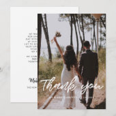 Typographie moderne mariage photo carte de remerci (Devant / Derrière)