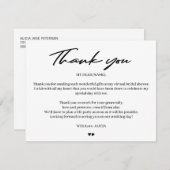 Typographie moderne mariée douche virtuelle merci (Devant / Derrière)