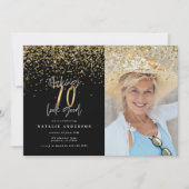 Typographie moderne or photo invitation anniversai (Devant)