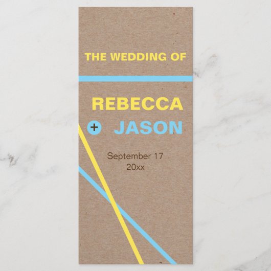 Typographie moderne & programme de mariage rayé (Devant)