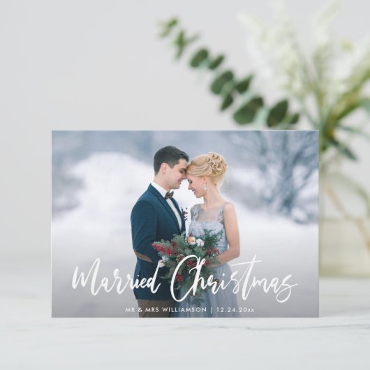 Typographie moderne vacances mariage faire-part (Debout devant)