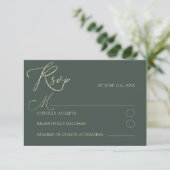 Typographie moderne verte et or Mariage RSVP (Debout devant)