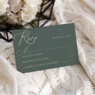 Typographie moderne verte et or Mariage RSVP