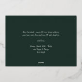 Typographie moderne verte or Joyeux vacances photo (Verso)