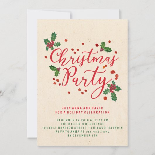 Typographie Noël Invitation (Devant)
