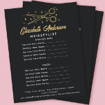 Typographie noir<br><div class="desc">Ce prospectus d'entreprise d'inspiration rétro présente un logo dessiné à la main d'une paire de ciseaux et d'étoiles sur un arrière - plan noir, parfait pour les coiffeurs ou les salons.</div>
