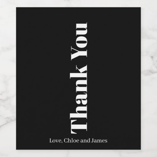 Typographie noir blanc moderne Mariage Étiquette d (Étiquettes simples)