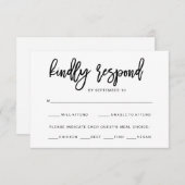 Typographie noir et blanc | Choix de repas RSVP (Devant / Derrière)