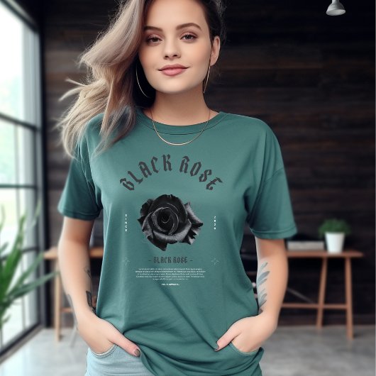 Typographie noir gris blanc Rose noir T-shirt