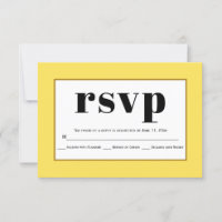 Typographie noire carte RSVP mariage jaune