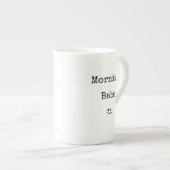 Typographie noire Matin Babe Bone China Mug (Devant droit)