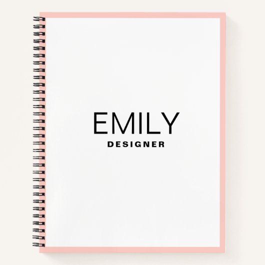 Typographie noire moderne | Carnet frontalier rose (Devant)