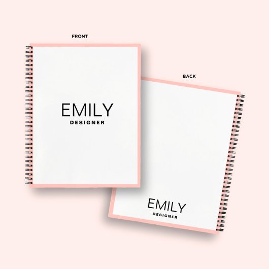 Typographie noire moderne | Carnet frontalier rose