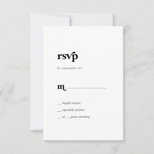 Typographie noire moderne Carte RSVP simple (Devant)
