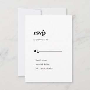 Typographie noire moderne Carte RSVP simple