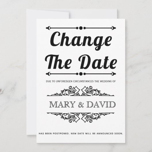 Typographie noire Modifier le faire-part de date (Devant)