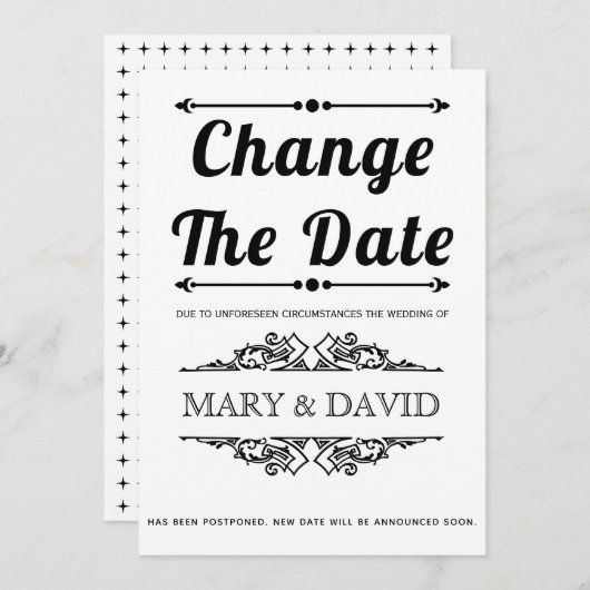 Typographie noire Modifier le faire-part de date (Devant / Derrière)