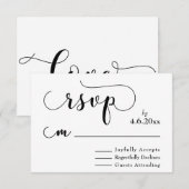 Typographie noire sur élégant RSVP simple blanc (Devant / Derrière)