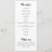Typographie officielle Programme de mariage noir b (Dos)