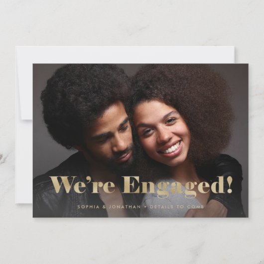 Typographie or Deux Fiançailles photo Faire-part (Devant)