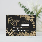 Typographie or feuille floral noir mariage rsvp 2 (Debout devant)