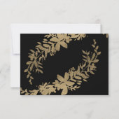 Typographie or feuille floral noir mariage rsvp 2 (Dos)
