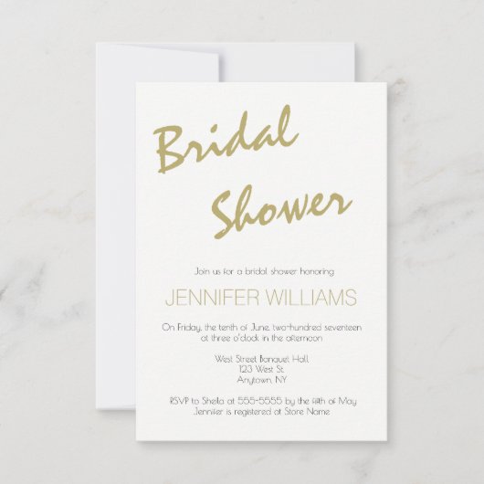 Typographie or moderne nuptiale invitations de dou (Devant)