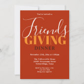 Typographie Orange Friendsgiving Dîner Invitation (Devant)