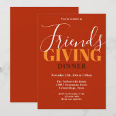 Typographie Orange Friendsgiving Dîner Invitation (Devant / Derrière)