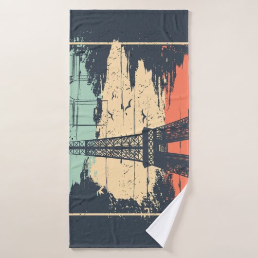 Typographie parisienne : affiche Eiffel abstraite. (Serviette de bain)