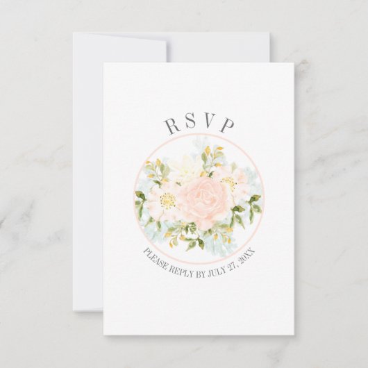 Typographie Peach Rose Vertical Circle Frame RSVP (Devant)