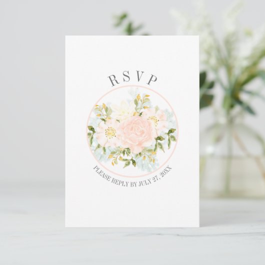 Typographie Peach Rose Vertical Circle Frame RSVP (Debout devant)